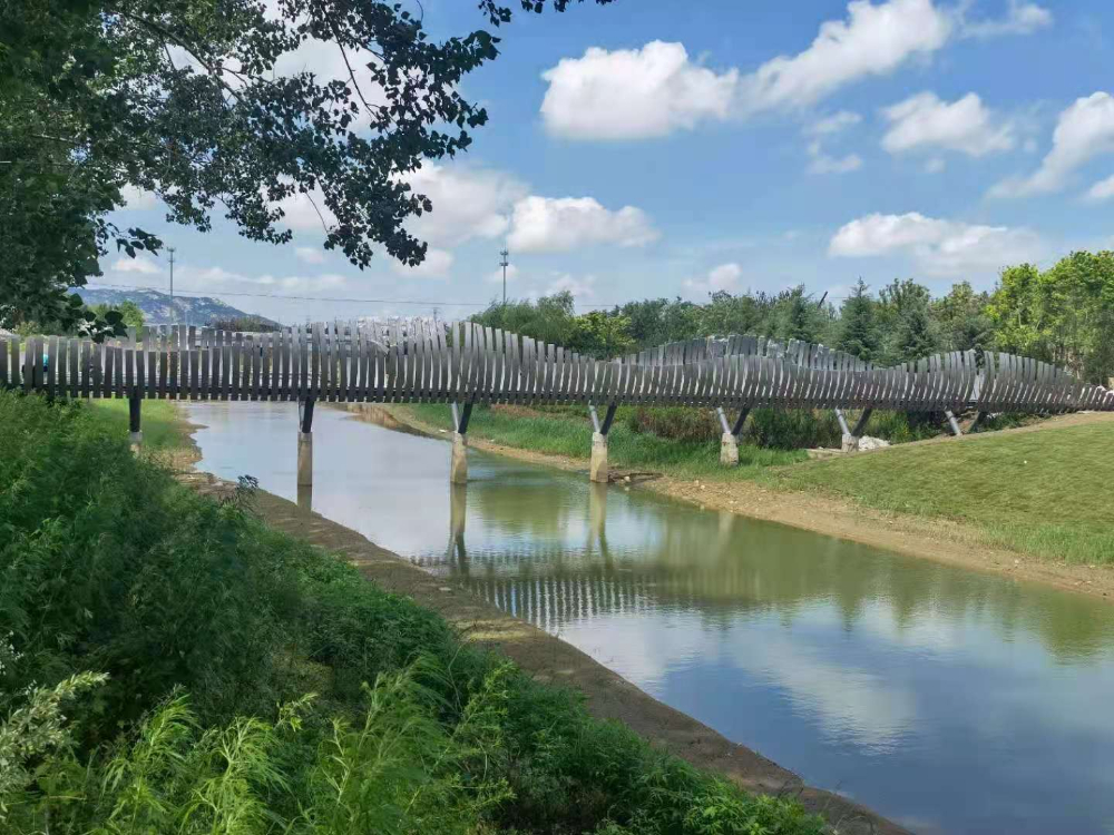 煙臺橋梁景觀工程八角河公園破繭橋施工中，敬請期待！—煙臺旭升鋼構(gòu)